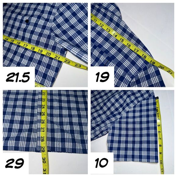 Patagonia Men's M Plaid Seersucker Shirt SS Button Up Blue White Organic Cotton - Picture 8 of 9